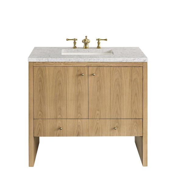 James Martin Vanities Hudson 36in Single Vanity, Light Natural Oak w/ 3 CM Eternal Jasmine Pearl Top 435-V36-LNO-3EJP - main
